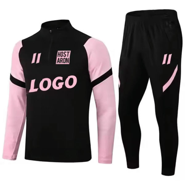 Men's Athletic Training Tracksuit Set – Black & Pink