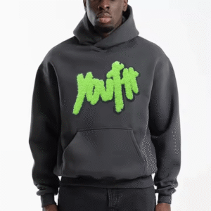 Men’s Graphic Fleece Hoodie – “Youth” Chenille Patch Pullover for Streetwear